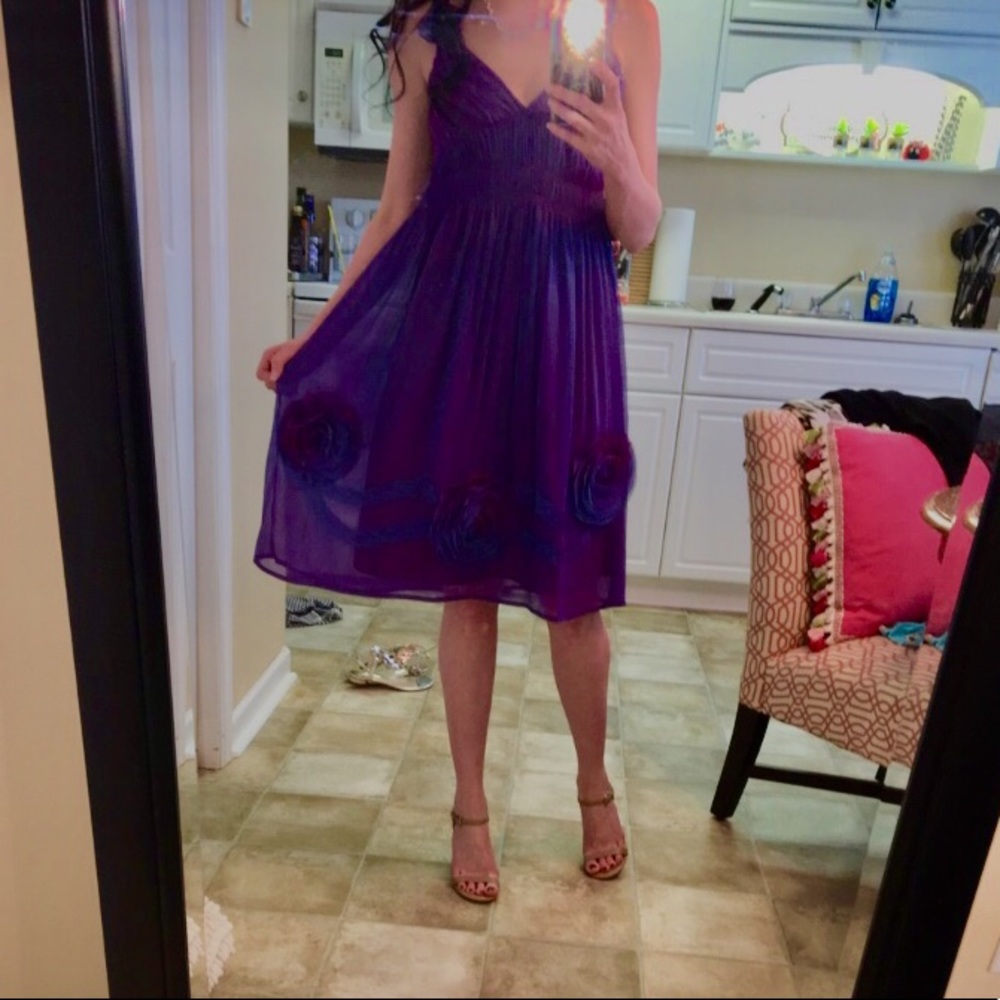 💐100% Silk Fashion Spy Dress w/ Handmade Flowers - Picture 4 of 9